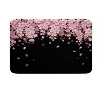 Loussiesd Cherry Flower Bathroom Rugs Japanese Style Bath Mats Microfiber Blossoms Flower Floral Bathroom Accessories Floor Doormats Non-Slip 20x32Inch Soft