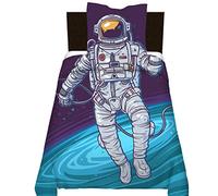 Loussiesd Chic Astronaut Printed Duvet Cover Set - Galaxy Planet Decor, Soft Universe Comforter Cover & 2 Pillowcases - Stars Design, Double Size