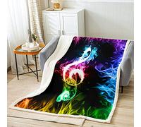 Loussiesd Colorful Music Note Throw Blanket Rock Musicd Plush Blanket for Boys Girls Kids Rainbow Musical Sherpa Blanket Teens Popstar Party Fuzzy Blanket for Sofa Bed,Single 50x60 Inch
