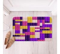 Loussiesd Colorful Toy Bathroom Rugs Teen Women Men Funny Building Blocks Decor Bath Mats for Bathroom 16x24Inch Kids Boys Purple Yellow Geometric Brick Cute Games Room Decor