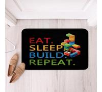 Loussiesd Colorful Toy Bathroom Rugs Teen Women Men Funny Building Blocks Decoration Bath Mats for Bathroom 20x32Inch Kids Boys Cute Games Colorful Geometric Brick Room Decor