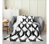 Loussiesd Coquette Bows Plush Throw Blanket, Double 60x79Inch Kids Dull Black White Bows Flannel Fleece Blanket for Boys Teens Watercolor Bow All Season,Bed Blanket Cute Bowknot Room Decor
