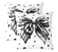 Loussiesd Coquette Bows Square Cushion Covers Set of 2 50x50cm Peach Blossom Bow Reversible Throw Pillow Covers Black Bowknot Pillow Covers Home Decor Women Men Decor Dreamy Princess Style