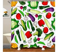 Loussiesd Corn Eggplant Bathroom Waterproof with Hooks Cute TomatoFabric Shower Curtains for Kids Boys Cartoon Various Vegetables Shower Curtain Botanical Branches Colorful,72x94 Inch
