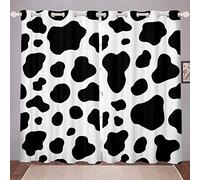 Loussiesd Cow Pattern Curtains Cow Print Window Curtains for Bedroom Living Room Simple Modern Abstract Art Windows Drapes Animal Pattern Black-White Decor Window Treatments,W66*L72