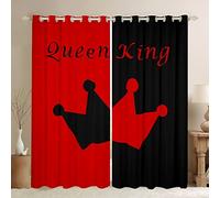 Loussiesd Crown Queen And King Window Drapes Treatments,His And Hers Matching Couple Window Curtains for Bedroom Living Room Girls Boys Teens Romantic Valentin Window Treatments W46*L72