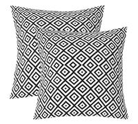 Loussiesd Cushion Covers Geometric Lot De 2 Throw Pillow Covers 50x50cm for Boys Girls Camping Square Print Bedroom Decor Modern Black