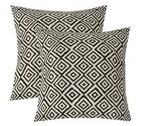 Loussiesd Cushion Covers Geometric Lot De 2 Throw Pillow Covers 50x50cm for Boys Girls Camping Square Print Bedroom Decor Modern Black Orange