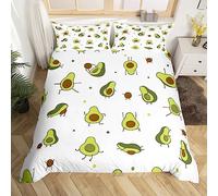 Loussiesd Cute Avocado Bedding Set for Girls Boys Kids Cartoon Sports Avocado Comforter Cover Set Kawaiiative Duvet Cover Lovely Fruit Bedding & Linen Single Size 2Pcs Bedclothes
