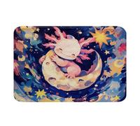 Loussiesd Cute Axolotl Bathroom Rugs Princess Axolotl Bath Mats Colorful Star Moon Bathroom Accessories Floor Doormats 20x32Inch Soft Microfiber