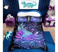 Loussiesd Cute Axolotl Comforter Cover Boys Girls Single Size Salamander Bedding Set Ultra Soft Reptile Animal Duvet Cover Ocean Sealife Bedspread Cover Room Decor Bedclothes Zipper