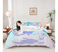 Loussiesd Cute Axolotl Duvet Cover Junior/Cot Bed Size Cartoon Salamander Bedding Set for Boys Girls Kawaii Ocean Sealife Comforter Cover Reptile Animal Bedroom Decor 2Pcs