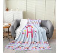 Loussiesd Cute Blue Rainbow Flannel Fleece Throw Blanket Personalized Initial H Single 50x60Inch Heart Fleece Throw Blanket for Kids Women Men Love for Bed Couch Chair Living Room Bedroom Decor
