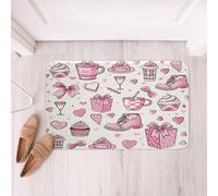 Loussiesd Cute Bowknot Bathroom Rugs Microfiber 20x32Inch Love Heart Bath Mats Non-Slip Kawaii Bow Bathroom Accessories Princess Style Floor Doormats Soft Door Mat