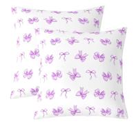 Loussiesd Cute Bowknot Throw Pillow Covers 2 Pcs Purple Bow Tie Square Cushion Covers Ribbon Bow Pillow Case Princess Style Cushion Case for Couch Sofa Bedroom Decor 55x55cm