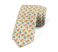 Loussiesd Cute Capybara Men's Ties 145x8cm Cartoon Animal Men's Novelty Neckties Palm Leaf Funny Ties for Men Gift Tropical Animal Theme Slim Skinny Ties