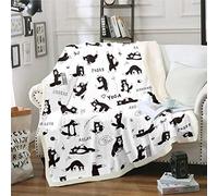Loussiesd Cute Cat Sherpa Blanket Lovely Kitten Print Throw Blanket Pet Cats Pattern Fleece Blanket for Couch Bed Sofa Room Decor Lightweight Black White Animal Theme Fuzzy Blanket Single 50"x60"