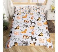 Loussiesd Cute Dog Bedding Set Toddler Cartoon Beds Set for Boys Girls Kids Pet Puppy Animal Lover Duvet Cover Nice Dog Paw Room Decor King Size Comforter Cover Lovely