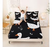 Loussiesd Cute Duck Fitted Sheet with 2 Pillowcases Double Size Cartoon Animal Bed Sheets Set 40cm Deep Pocket Boys Girls Kawaii Duck Bedding Teens Bedroom Decor Soft Microfiber