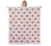 Loussiesd Cute Fish Sherpa Throw Blanket for Couch Underwater Animals Super Soft Cozy Fleece Stripes Blanket for Winter, Plush Throw Double 60x79Inch All Season