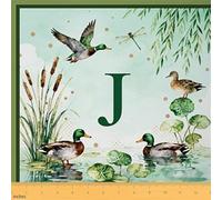 Loussiesd Cute Mallard Duck Fabric by The Yard Wild Duck Hunting Upholstery Fabric for Sewing Crafting Personalized Initial J Decor 3D Wild Animal 1 Yard (L92*W150cm) Rustic Cabin