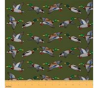 Loussiesd Cute Mallard Duck Fabric by The Yard Wild Duck Hunting Upholstery Fabric for Sewing Crafting Hunting and Fishing Waterproof Indoor Outdoor Decor 3D Wild Animal 10 Yards (L920*W150cm) Green