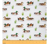 Loussiesd Cute Mallard Duck Fabric by The Yard Wild Duck Hunting Upholstery Fabric for Sewing Crafting Hunting and Fishing Waterproof Indoor Outdoor Decor 3D Wild Animal 1 Yard (L92*W150cm) Pure White