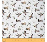Loussiesd Cute Mallard Duck Fabric by The Yard Wild Duck Hunting Upholstery Fabric Hunting and Fishing Decor for DIY Sewing Craft Projects 3D Wild Animal 2 Yards (L184*W150cm) Whity