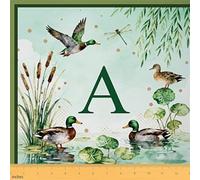 Loussiesd Cute Mallard Duck Fabric by The Yard Wild Duck Hunting Upholstery Fabric Personalized Initial A Waterproof Indoor Outdoor Decor 3D Wild Animal 5 Yards (L460*W150cm) Rustic Farmhouse Cabin