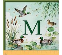 Loussiesd Cute Mallard Duck Fabric by The Yard Wild Duck Hunting Upholstery Fabric Personalized Initial M Waterproof Indoor Outdoor Decor 3D Wild Animal 1 Yard (L92*W150cm) Rustic Farmhouse Cabin
