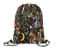 Loussiesd Cute Mushroom Drawstring Bags Kawaii Fungus Drawstring Backpack 40x33cm for Cute Squirrel Rabbit Gym String Bag Moon Bird Animals Waterproof Cinch Bag