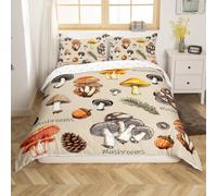 Loussiesd Cute Mushroom Duvet Cover Set Double Size For Kids Boys Girls Teens Wild Mushroom stuff Bedding Set Kawaii Fungus Comforter Cover with 2 Pillowcases