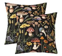 Loussiesd Cute Mushroom Pillow Covers Home Decor 40x40cm Boho Fungus Reversible Throw Pillow Covers for Boys Girls Children Wild Mushroom Stuff Square Cushion Covers Set of 2 Set Floral