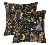 Loussiesd Cute Mushroom Pillow Covers Home Decor 45x45cm Kawaii Fungus Reversible Throw Pillow Covers Girls Children Cute Squirrel Rabbit Square Cushion Covers Set of 2 Set Moon Bird Animals