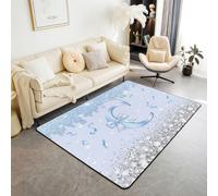 Loussiesd Cute Pink Bow Area Rug 100 * 150cm Polyester Personalized Initial V Living Room Rugs for Bedroom Ribbon Bow Knot Decor Carpet Kawaii Indoor Floor Mat Princess Bowknot Soft Non-slip
