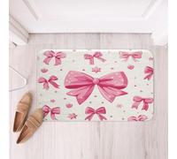 Loussiesd Cute Pink Bow Bathroom Rugs Microfiber 20x32Inch Kawaii Bowknot Bath Mats Non-Slip Star Print Bathroom Accessories Love Heart Floor Doormats Soft Door Mat