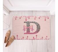 Loussiesd Cute Pink Bow Bathroom Rugs Personalized Initial E Floor Doormats Ribbon Bow Knot Bathroom Accessories Kawaii Bath Mats 20x32Inch Princess Bowknot Soft Microfiber