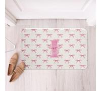 Loussiesd Cute Pink Bow Bathroom Rugs Ribbon Bow Knot Floor Doormats Microfiber Personalized Initial I Bathroom Accessories Kawaii Bath Mats Non-Slip 16x24Inch Princess Bowknot Soft