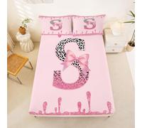 Loussiesd Cute Pink Bow Fitted Sheet King Size for Kid Boys Personalized Initial S Bed Sheets Set 16" Deep Pocket Soft Breathable Microfiber Ribbon Bow Knot Bedding with 2 Pillowcases Room Decor