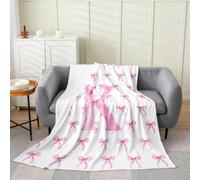 Loussiesd Cute Pink Bow Fleece Throw Blanket Ribbon Bow Knot Flannel Blanket Plush Fuzzy Personalized Initial K for Bed Couch Chair Living Room Kawaii Baby 30x40Inch Princess Bowknot Bedroom Decor
