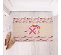 Loussiesd Cute Pink Rainbow Bathroom Rugs Personalized Initial X Floor Doormats Heart Bathroom Accessories Love Bath Mats 16x24Inch Kawaii Soft Microfiber
