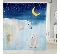 Loussiesd Cute Polar Bear Shower Curtain Cartoon Bear Bath Curtain Galaxy Polar Bear Bathroom Shower Curtain Set Kawaii Animal Kids Bathroom Accessories Bedroom Decor 72x72 Inch