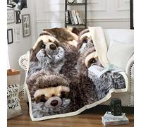 Loussiesd Cute Sloth Fleece Throw Blanket for Bed Sofa Cartoon Animal Sherpa Blanket Decorative Lazy Sloth Plush Blanket Funny Style Fuzzy Blanket Double 60"x79"