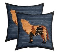 Loussiesd Cute Wolf Throw Pillow Covers for Sofa Bed Set of 2 Wolves Howling Decorative Pillows Cushion Covers Animal Wolves Forest Blue Brown Pillow Inserts Not Included 22x22 Inch