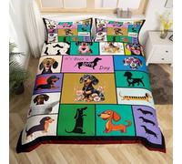 Loussiesd Dachshund Dog Duvet Cover Set Single Size For Kids Boys Girls Teens Puppy Sausage Dog Bedding Set Cute Animal Duvet Cover with 1 Pillowcase Soft