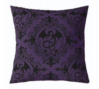 Loussiesd Damask Throw Pillow Covers 1 Pcs Purple Black Dragon Cushion Case Jacquard Decor Pillowcase Vintage Damask Floral Indoor Outdoor Super Soft 60x60cm