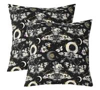 Loussiesd Death Moth Cushion Covers Set of 2 55x55cm Halloween Themed Throw Pillow Covers Boho Moth Decor Pillowcase White Gold Indoor Outdoor Gothic Super Soft
