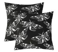 Loussiesd Death Moth Cushion Covers Set of 2 60x60cm Halloween Themed Throw Pillow Covers Boho Moth Decor Pillowcase Gothic Indoor Outdoor Black and Grey Super Soft