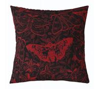 Loussiesd Death Moth Throw Pillow Covers 1 Pcs Damask Pattern Cushion Case Black Red Decor Pillowcase Retro Leaves Indoor Outdoor 55x55cm Set