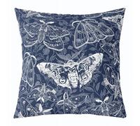 Loussiesd Death Moth Throw Pillow Covers 1 Pcs Damask Pattern Cushion Case Navy Blue Decor Pillowcase Retro Leaves Indoor Outdoor 55x55cm Set